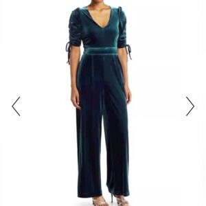 Eliza J Deep Teal Velvet Jumpsuit